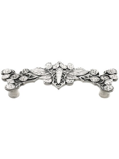 Cicada Drawer Pull - 3 inch Center to Center in Brite Nickel.